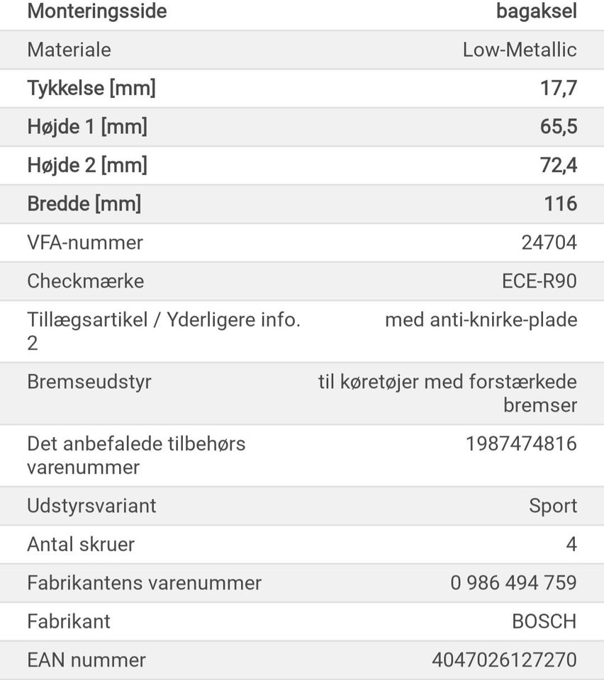 Bremsedele, Bremseklodser, BMW