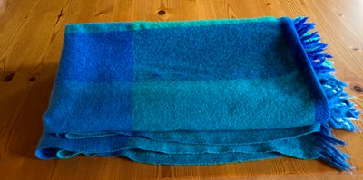 Plaid, Uld, b: 135 l: 176, Retro ternet blå og grønne farver uldplad 135 x 176 cm uden frynserne, in