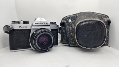 Pentax, K1000, spejlrefleks, Perfekt, Pentax K1000 analog kamera I perfekt kosmetisk stand og fuldt 