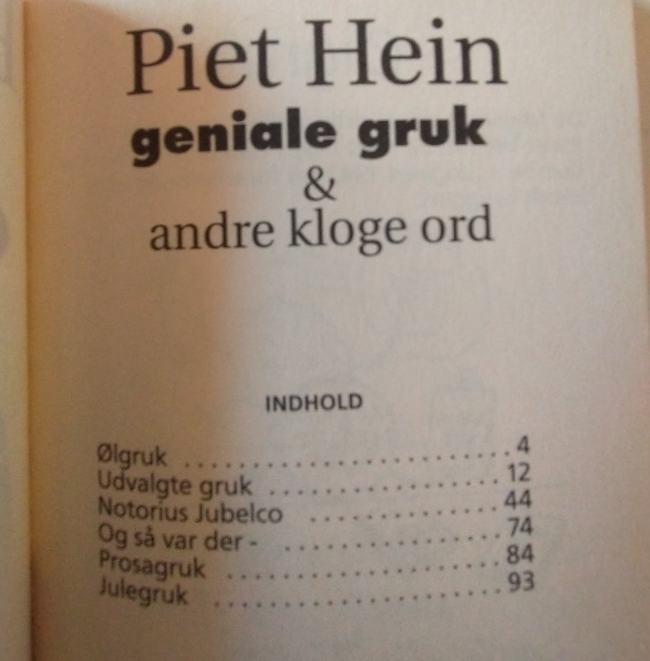 Geniale gruk & andre kloge ord, Piet Hein, genre: humor