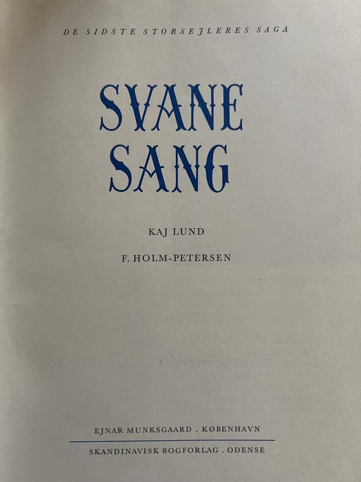 Svane Sang, F. Holm-Petersen, emne: skibsfart