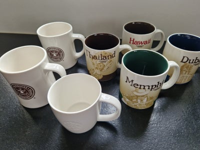 Porcelæn, Kopper, Starbucks, 7 stk Starbucks kopper fra rundt om i verden:
2 stk "Starbucks fresh ro