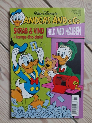 Bøger og blade, Anders And & Co. 2 1994, Anders And blad nr. 2 fra 1994 Bladet er købt brugt og har 