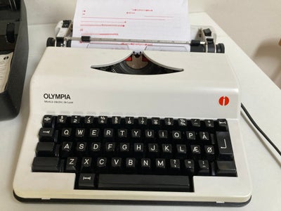 Skrivemaskine, Retro skrivemaskine Olympia electric de Luxe, Fin og velholdt gammel elektrisk skrive