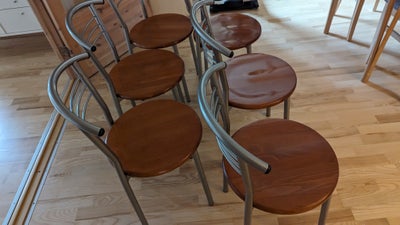 Spisebordsstol, Stål -træ, 6 stk stole med brugsspor