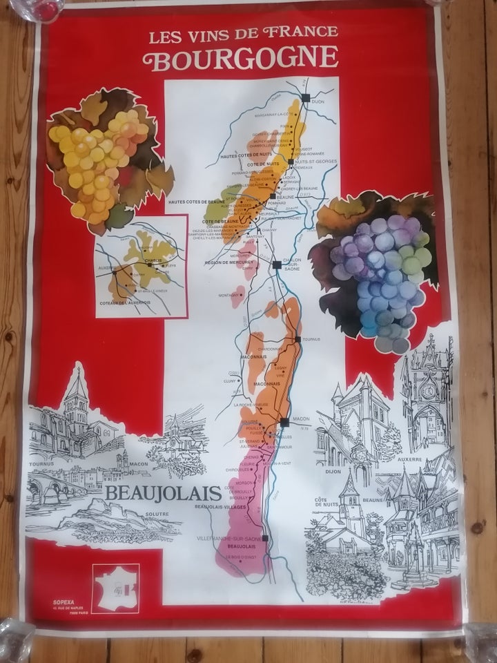Vinplakat fra 60'erne, Sopexa, motiv: Les Vins De Vinplakat