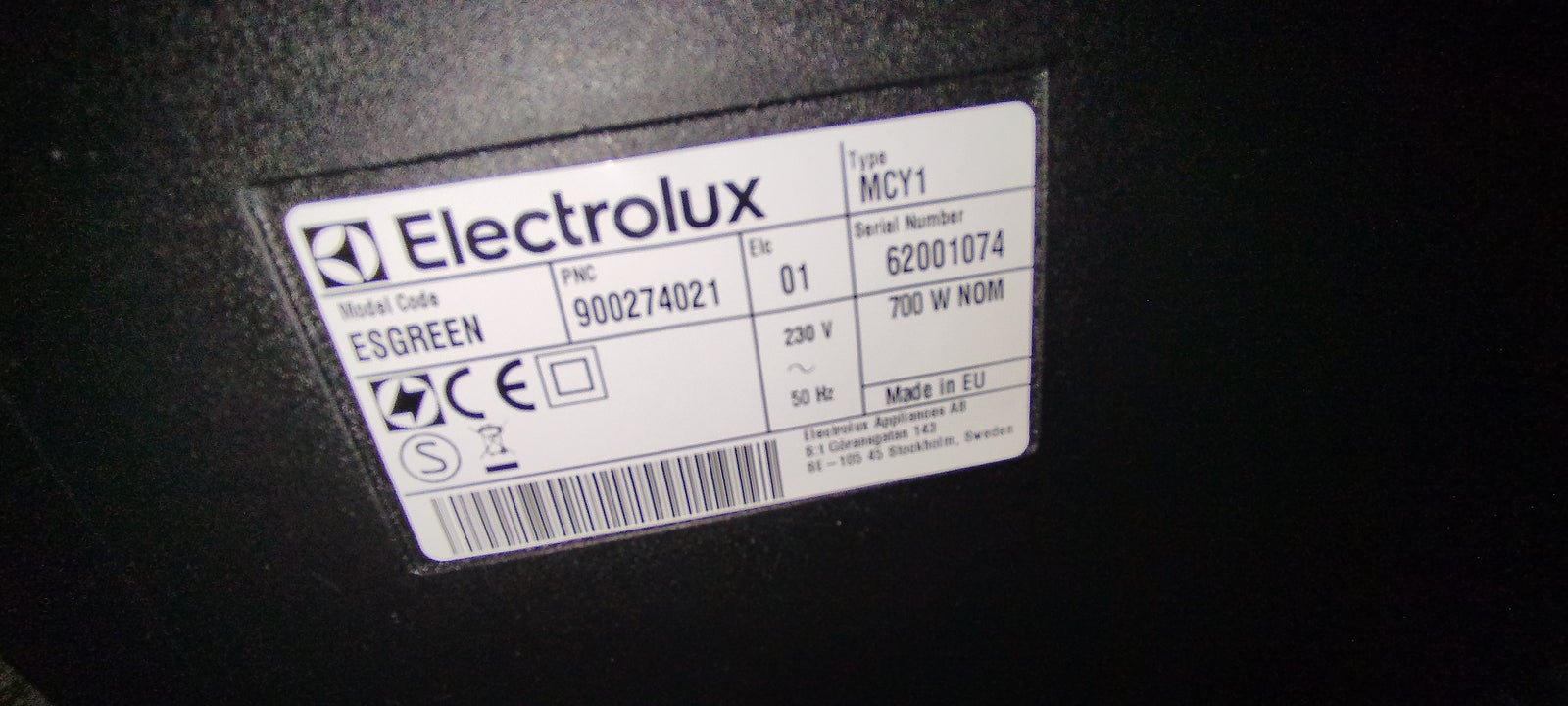 Støvsuger, Electrolux Ergospace Green , 700 watt