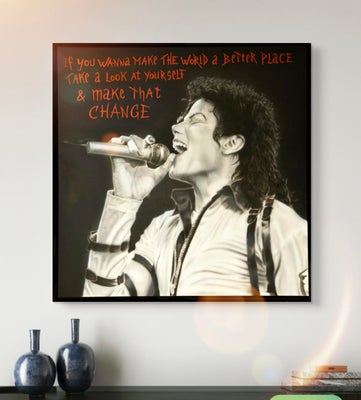 lærredstryk, Casper J. Art, motiv: Michael Jackson, b: 80 h: 80, 
Michael Jackson portræt med mange 