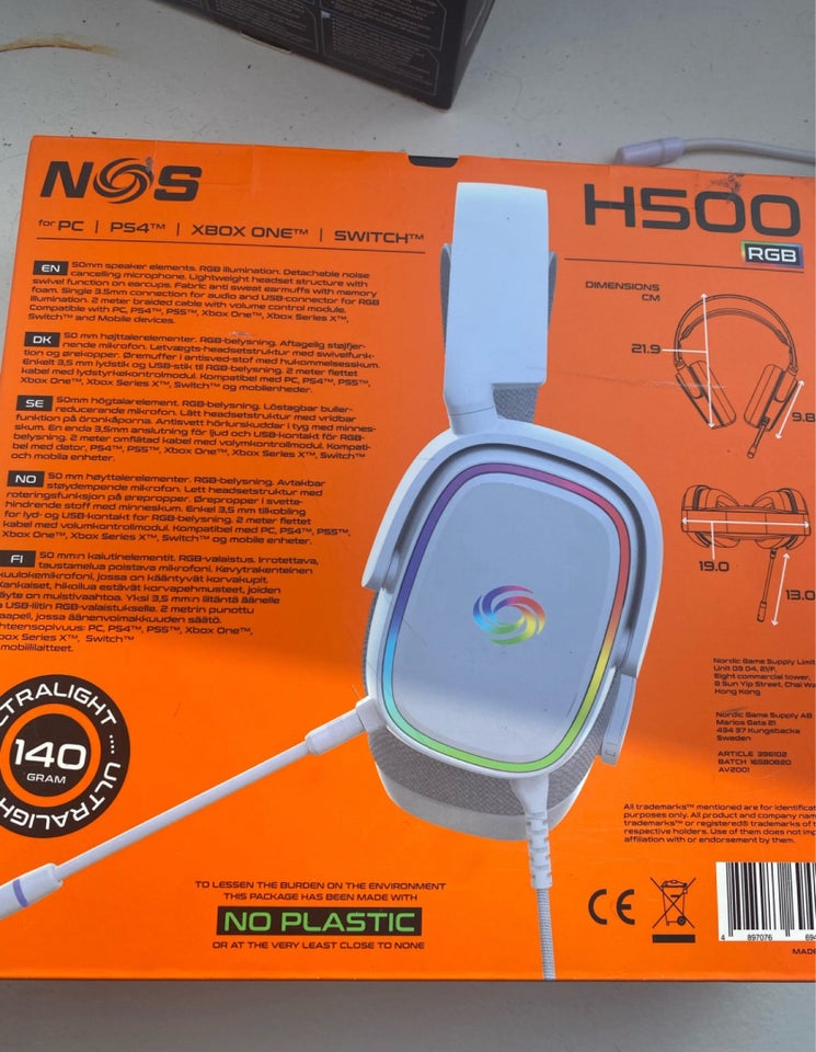 Gaming, NOS, NOS H-500 gaming headset (hvid)