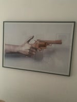 Plakat, motiv: Hånd med pistol i guld, b: 100 h: 70