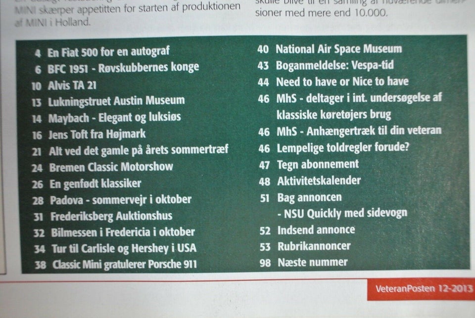 veteranposten nr. 12 2013 7. årgang, emne: bil og motor