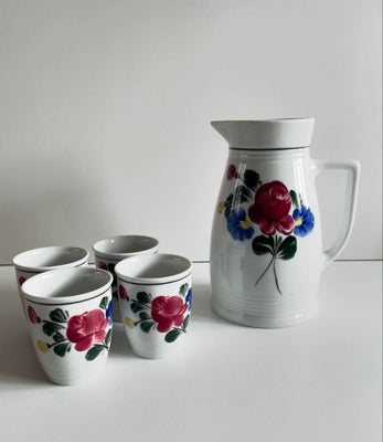 Porcelæn, Kande og kopper, Austria, Porcelæns kande med 4 kopper fra, Lilien porcelæn Austria. Sætte