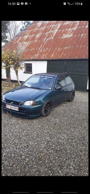 Toyota Starlet, 1,3 XLi, Benzin, 1997, km 335000, grønmetal, ABS, airbag, 3-dørs, startspærre, 16" a