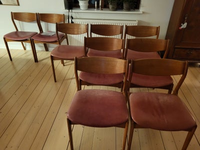 Spisebord m/stole, Teak, Farsø stolefabrik, 10 spisebordsstole og bord med 2 udtræksplader bord Max 