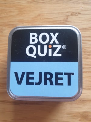 Vejret, quizspil, Lille æske mef Box Quiz om vejret Lige til at tage med i lommen..
https://boxquiz.