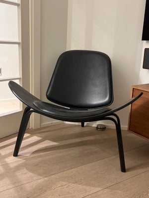 Wegner, CH07, Lounge Chair, original, 2006 jf. mærkat, sort med sort læder, evt. bytte