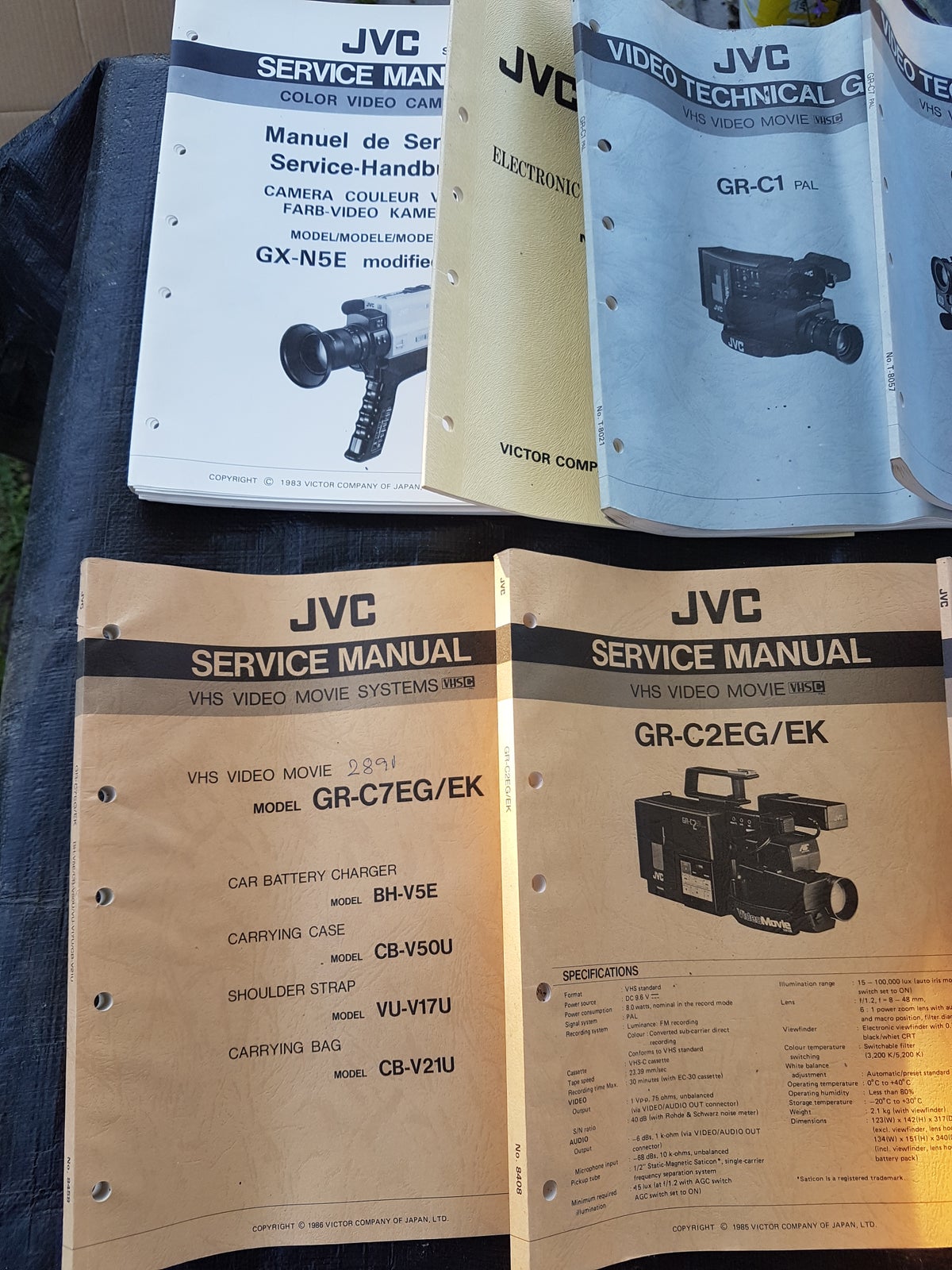 1 samling JVC service manuel til video kamera, Panasonic,