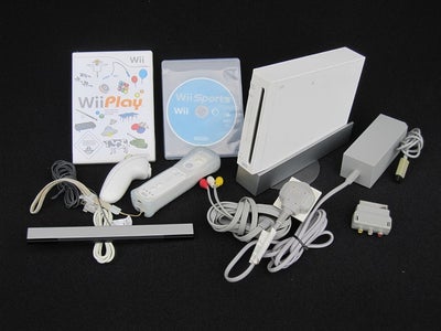 Nintendo Wii, sæt med controller - nunchuck - 2spil, Perfekt, 

- 1 controller (Original),
- 1 Nunch