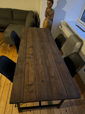Spisebord m/stole, b: 70 l: 180, Fin stand. Jysk Klarup stole og plankebord sælges billigt grundet f