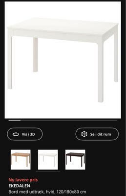 Spisebord, EKEDALEN IKEA, Bitte små brugspor elllers i rigtig fint stand.
