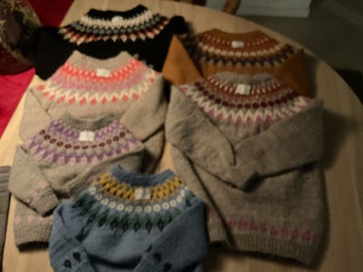 Sweater, Uld o merino, Hjemmestrikket, str. findes i flere str., Sort str 6 år i uld bryst 72 cm, læ