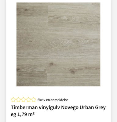Timberman Grey Oak vinylgulv, Vinyl, 8,95 kvm, 5 pk á 1,79 kvm Timberman Novego Vinylgulv. 
Ialt 8,9