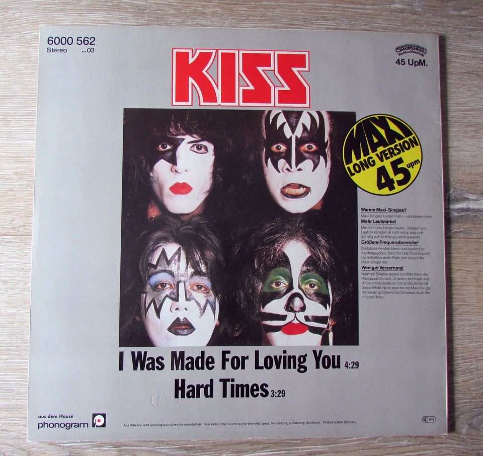 Maxi-single 12", KISS, I WAS MADE FOR LOVING YOU