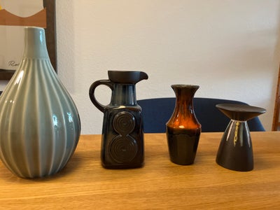 Vase, Vase, kande, lysestage, Søholm mv, Nyere støvet grøn vase 25 cm høj, 50 kr
Søholm kande model 