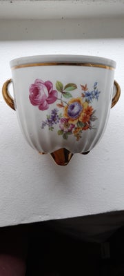 Urtepotteskjuler, Weisswasser, Retro Tysk blomsterskjuler med tre forgyldte ben og blomster dekorati