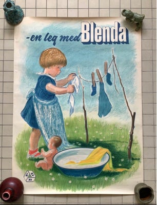 Sjælden FDB plakat, Marlie Brande, b: 62 h: 85, Urolig charmerende plakat fra 1955. 
“En leg med Ble