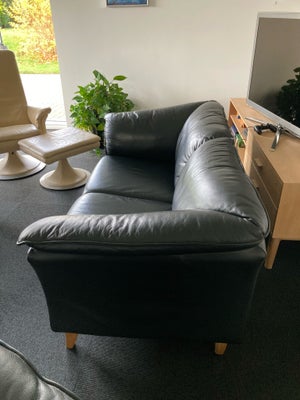 Sofagruppe, læder, anden størrelse, Meget velholdt sort læder sofa 2 person (165cm) + 3 person (220c