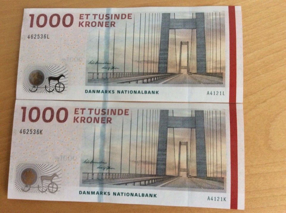 Danmark, sedler, 1000x2