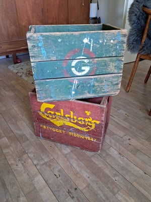 Ølkasse, Carlsberg, 2 fin gamle træ kasser.