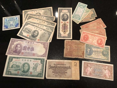 Asien, sedler, 1947, En samling på 21 stk. sedler fra fragtsejlads i Østen 1947-48. Kan tilsendes i 