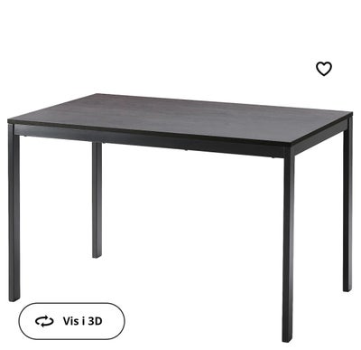 Spisebord, Melaminbelagt bordplade, metalben, Ikea, Vangsta bord med udtræk, i sort/mørkebrun fra ik