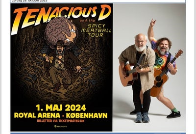 Tenacious D: Royal Arena, rock, 2 stk. Rigtig gode siddeplads billetter på 3. level / opgang A i Roy