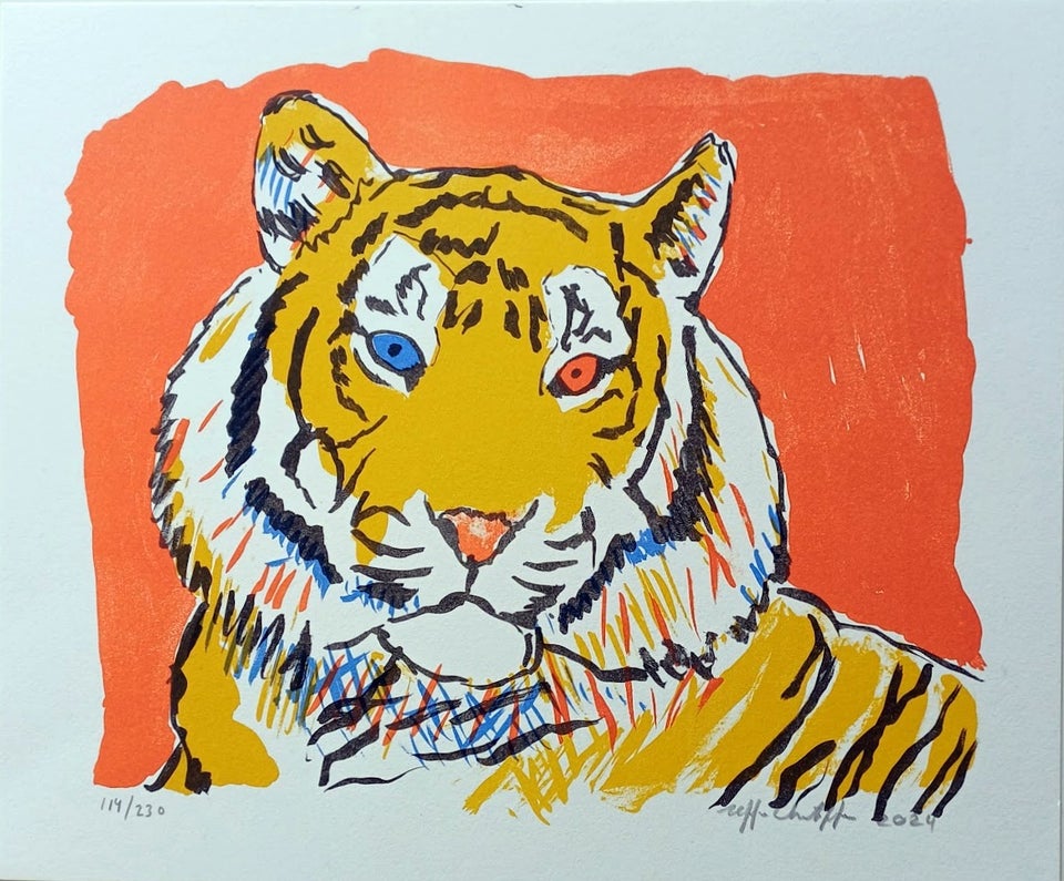 Litografi, Uffe Christofferen, motiv: Tiger