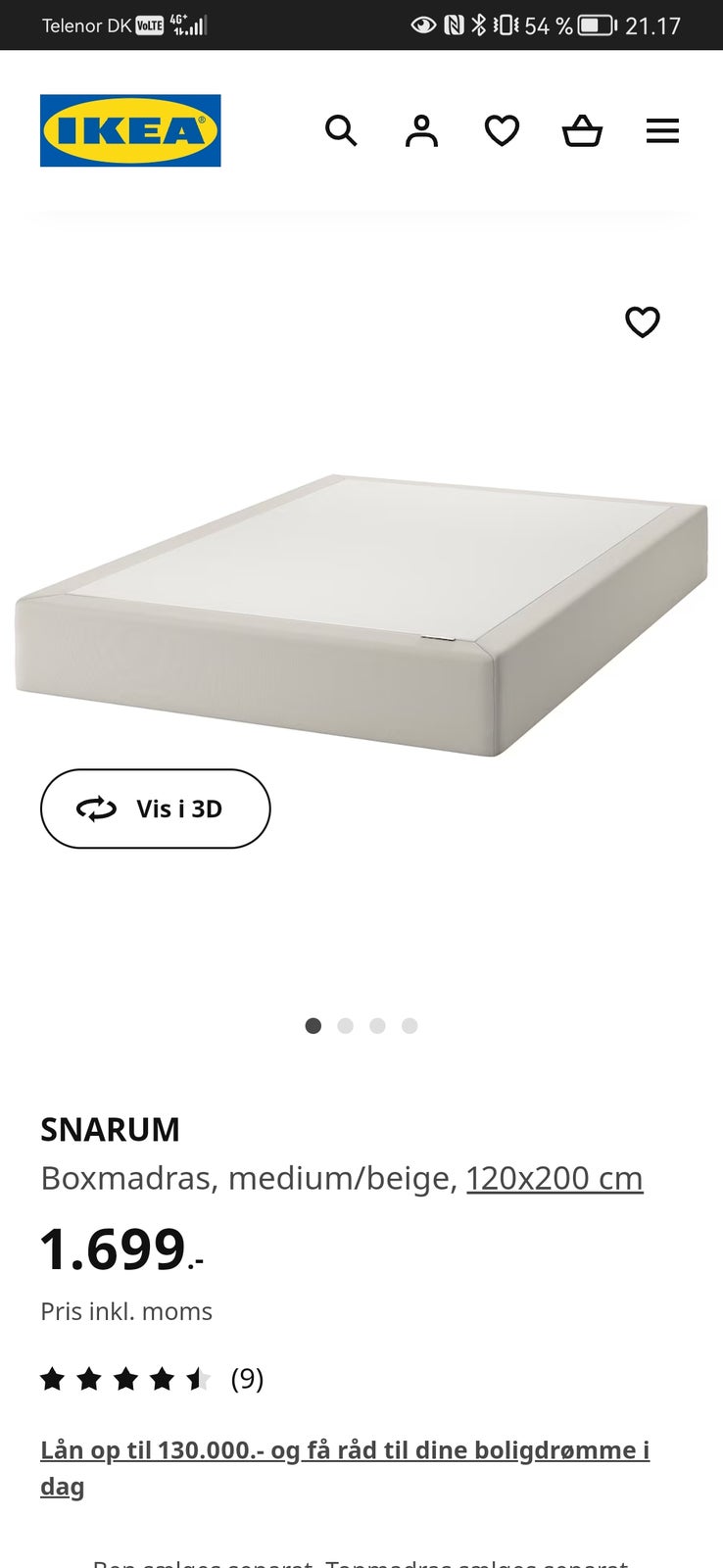 Boxmadras, Snarum Ikea, b: 120 l: 200