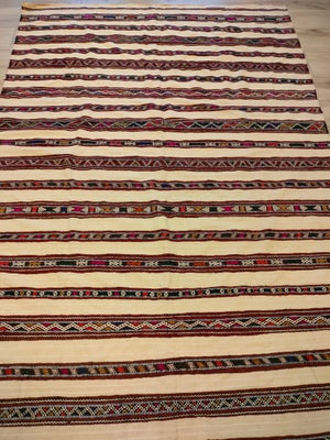 Gulvtæppe, ægte tæppe, ULD, b: 180 l: 280, Ægte Marokkansk kelimtæppe i uld fra røg og dyrefrit hjem