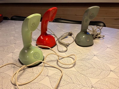 Telefon, Ericsson "Knoglen", Ericsson Knoglen Ericafon. 3 stk vintage telefoner i smukke farver, og 