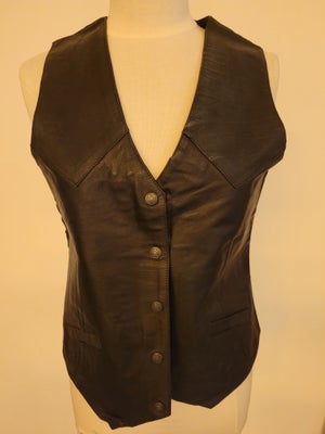 Vest, Front Page, str. 38, Sort, Leather, Ubrugt, Flotte leather vest 
Findes: SML
