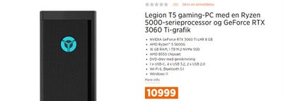 Lenovo, Legion T5, 4,2 Ghz, 16 GB ram, 1000 GB harddisk, God, Sælger denne Lenovo Legion T5 Gaming s