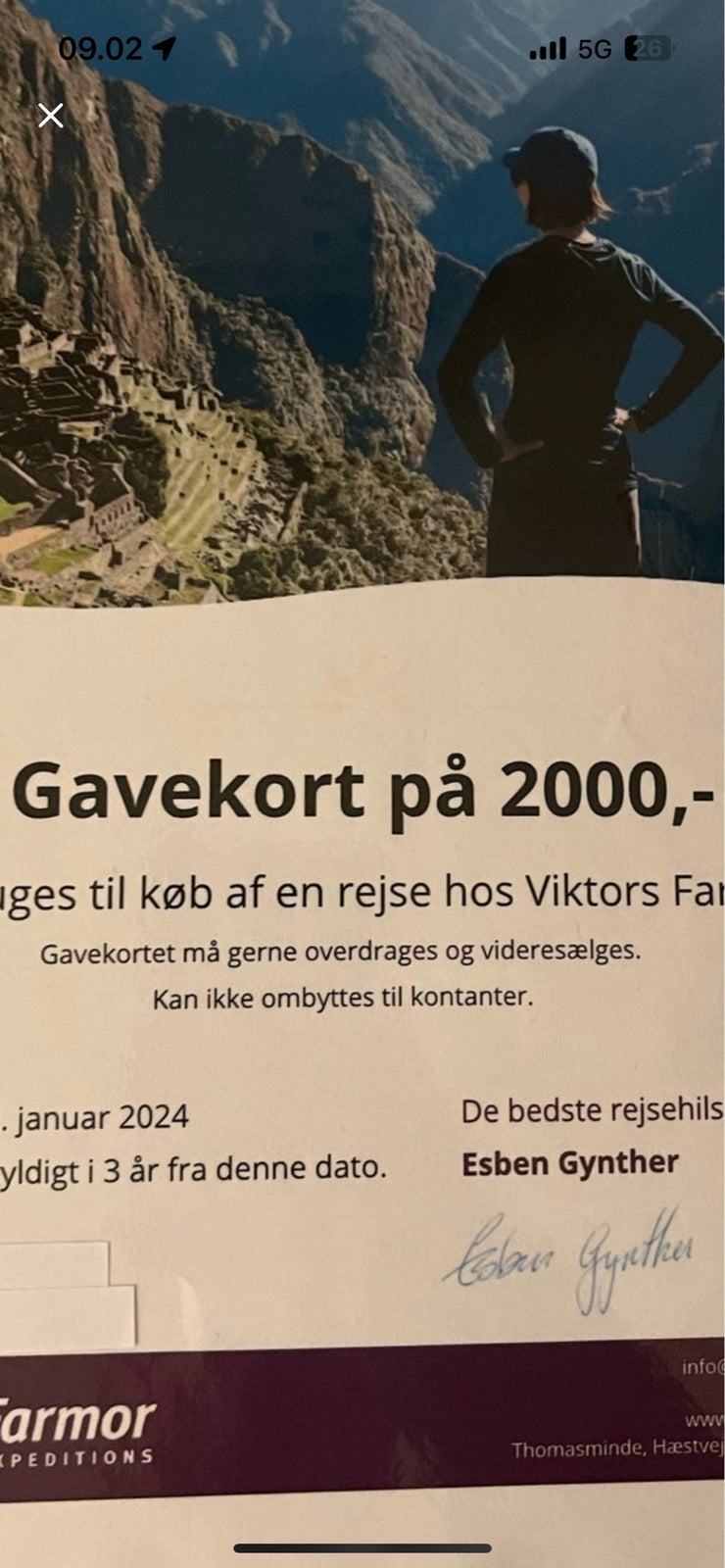 Viktors Farmor rejser  Gavekort på 2000 kr 

Vu...