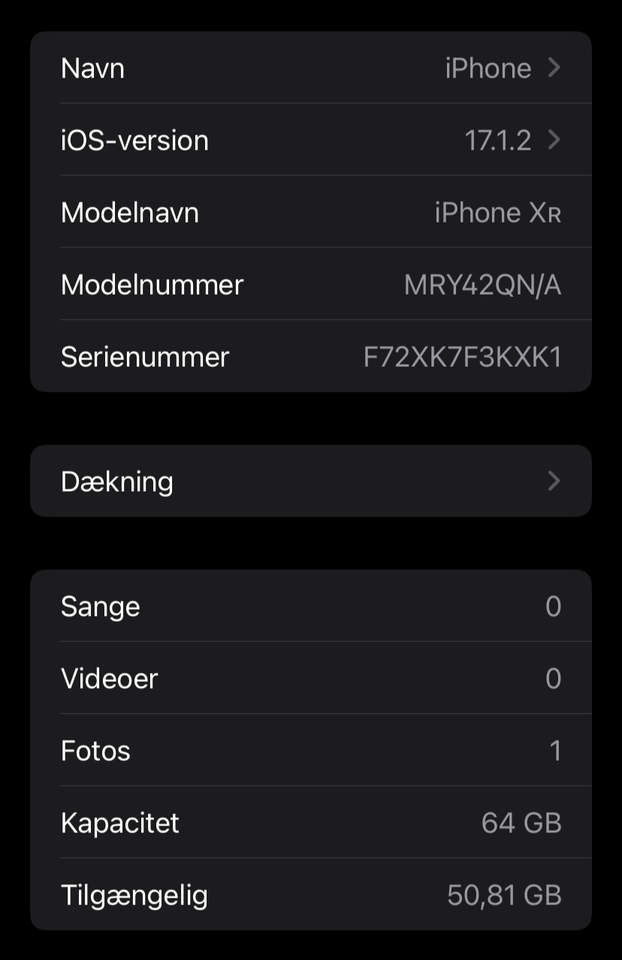 iPhone XR, 64 GB, sort