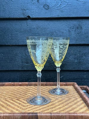 Glas, Krystal glas, Forstoria, Meget smukke Forstoria June vintage glas - i citrin / gul farve med s