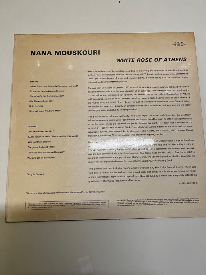 LP, Nana Mouskouri, White Roses of Athens