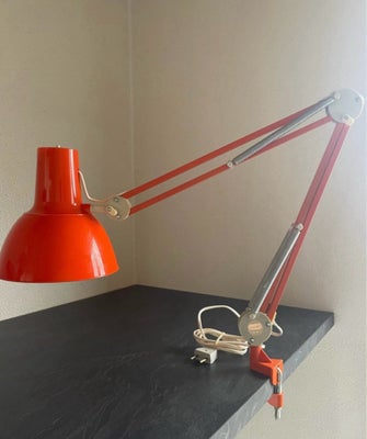 Arkitektlampe, Luxo, Orange retro arkitektlampe / skrivebordslampe eller arbejdslampe. Luxo PL- 85 c
