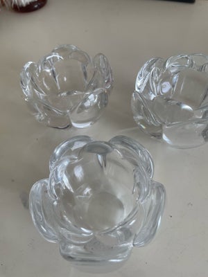 Glas, Fyrfadsstager, Royal Copenhagen, Tre fine Lotus glas fyrfadsstager - højde 6,5 cm - sælges sam