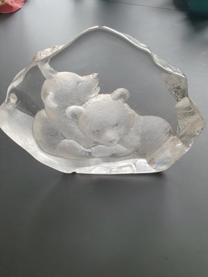 Krystal glas figur, Mats Jonasson, Svenske Mats Jonasson Krystal glas figur. Fin med to bjørne. Et l