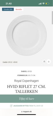 Porcelæn, Tallerken, Royal copenhagen, 6 stk. royal copenhagen tallerkner 

Ø 27 cm 

Sælges samlet 